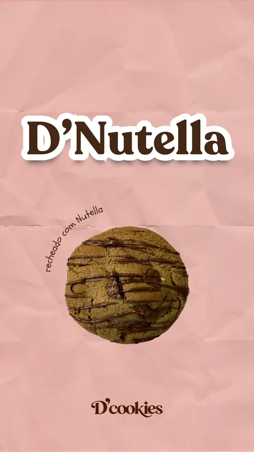 Story do D’Nutella, recheado com Nutella, sobre papel rosa