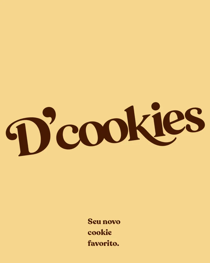 Post “Seu novo cookie favorito” com o logo inclinado sobre fundo amarelo